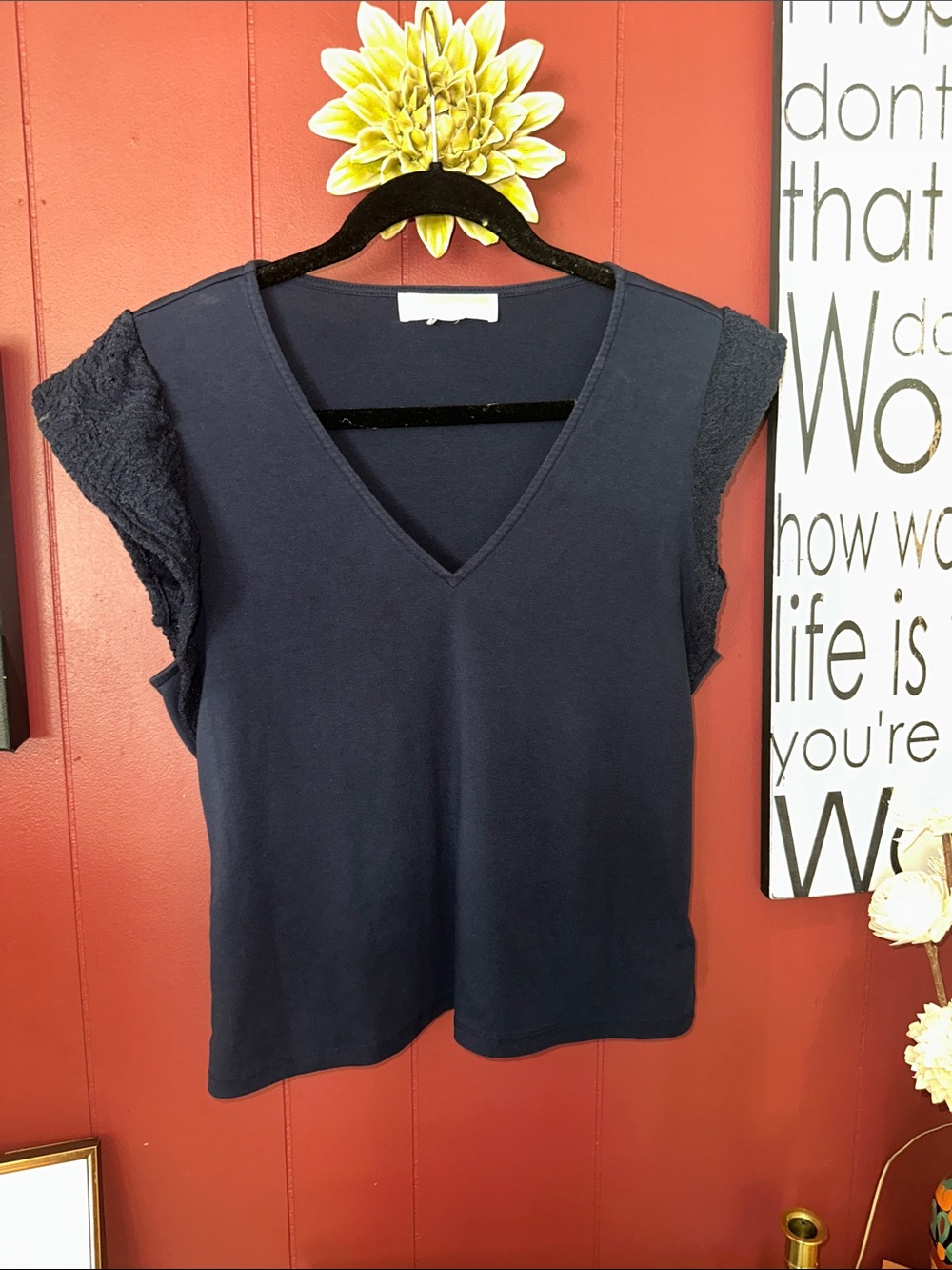 Michael Kors Lace Flutter Sleeve Top